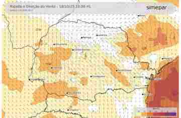  Com nova frente fria, primavera mantém alternância entre chuva, sol e ventos fortes no Paraná